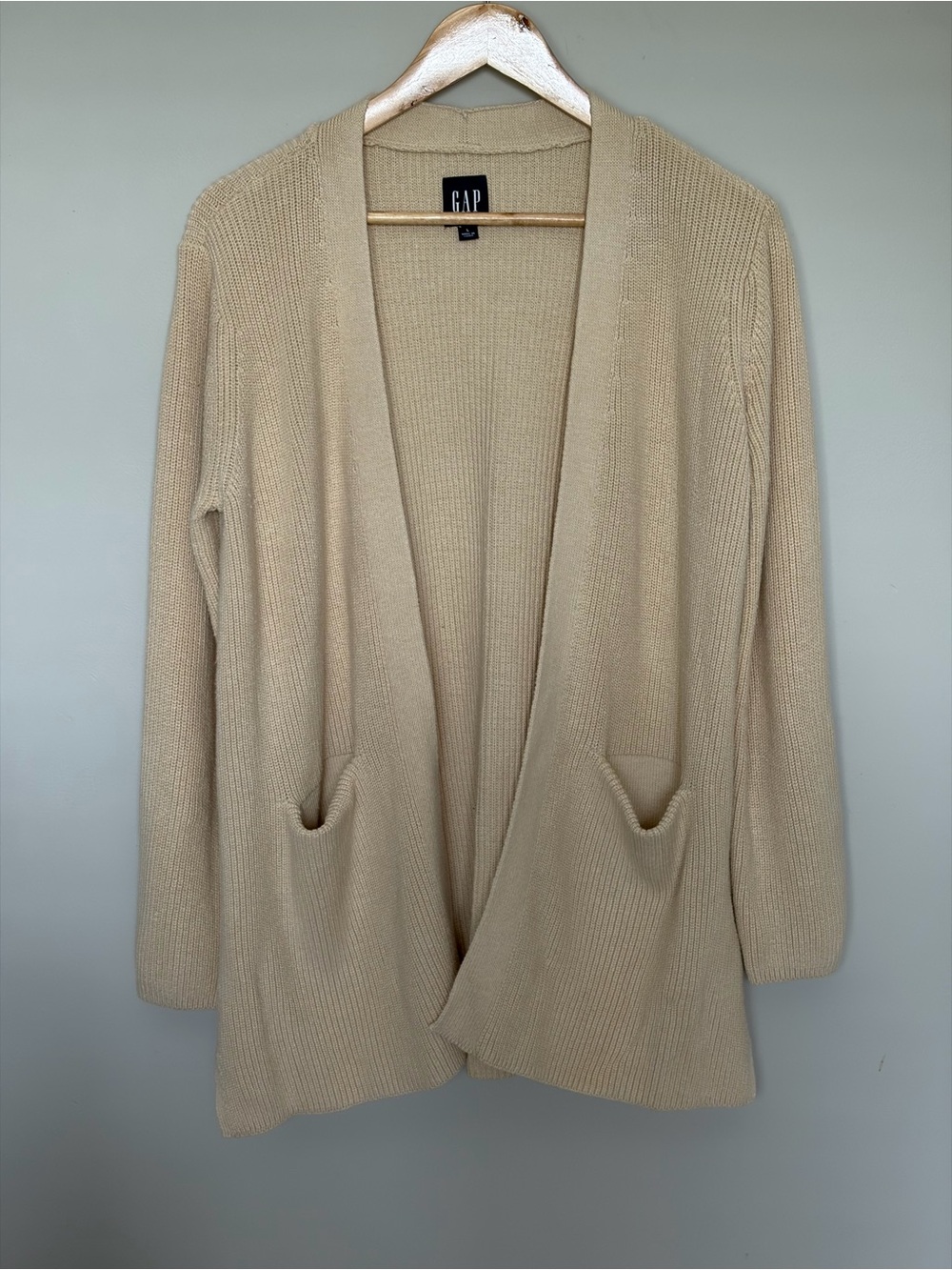 GAP Beige Open-Front Ribbed Cardigan - Picture 2 of 8